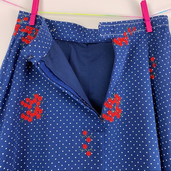 VTG 70s Country Set Polka Dotted Floral Maxi Skirt - Picture 16 of 16